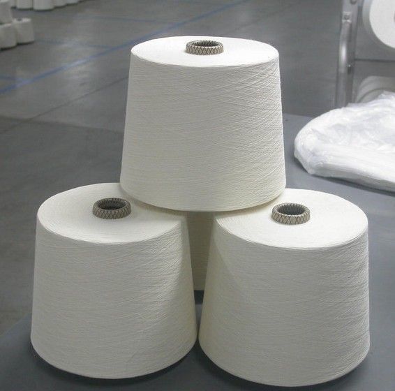 Knotless Dope Polyester Raw White Yarn , Bleach White Staple Spun Polyester