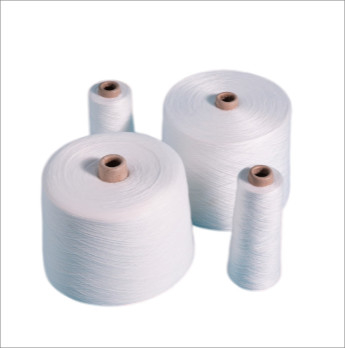 Paper Cone Polyester Ring Spun Yarn , Optical White Spun Poly Thread For Handbags